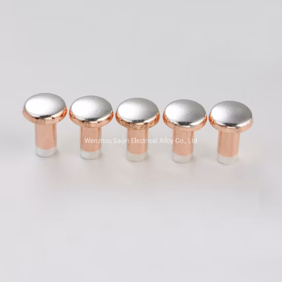 Электрическая серебряная контактная точка Cu Agsno2, биметаллические серебряные контактные заклепки